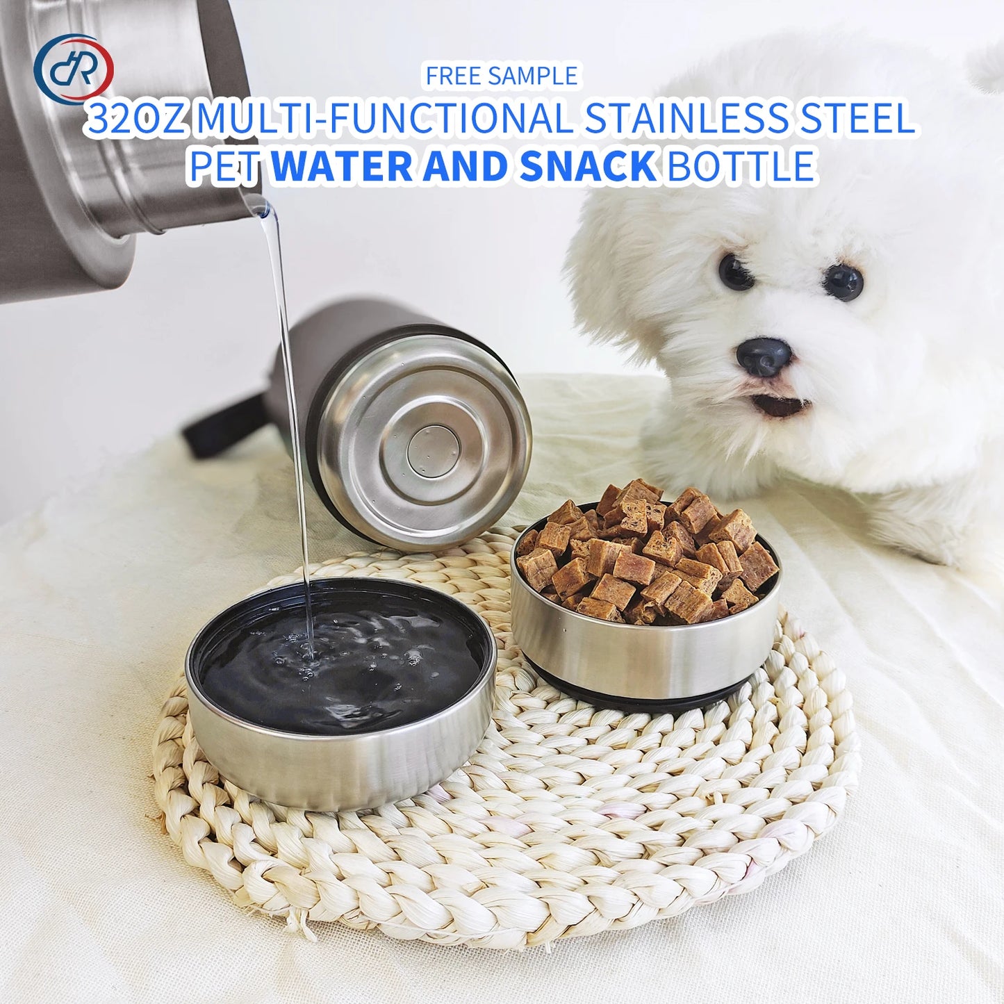 GreenAuraa® - 3 in 1 Stainless Steel Husky Water & Food Bowl Bottle