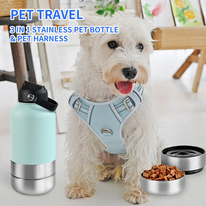 GreenAuraa® - 3 in 1 Stainless Steel Husky Water & Food Bowl Bottle