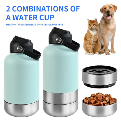 GreenAuraa® - 3 in 1 Stainless Steel Husky Water & Food Bowl Bottle