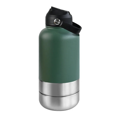 GreenAuraa® - 3 in 1 Stainless Steel Husky Water & Food Bowl Bottle