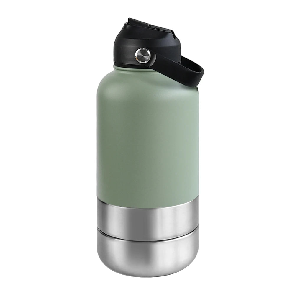 GreenAuraa® - 3 in 1 Stainless Steel Husky Water & Food Bowl Bottle